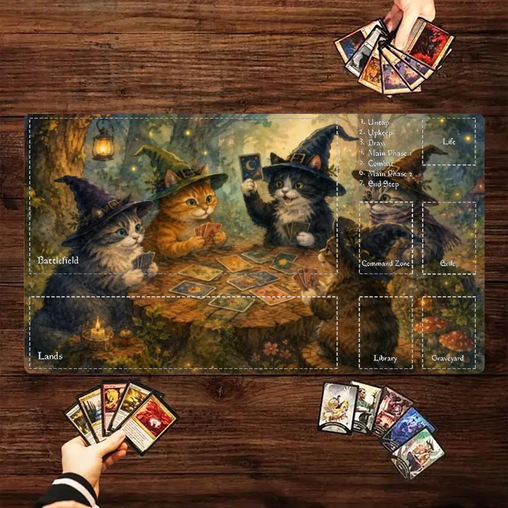 Door Mat Blank - Witch Cats Speelkaarten Magic Forest Grote