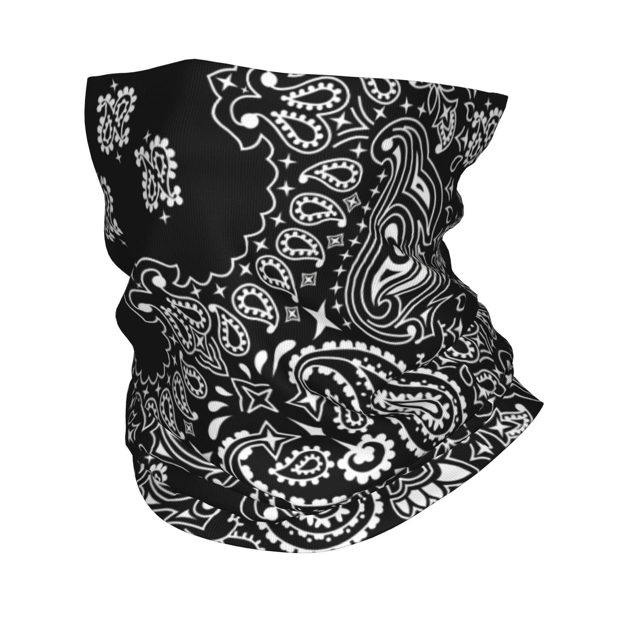 Bandana Blank White - Aangepaste zwart-wit Paisley Bandana nekbeenkap UV