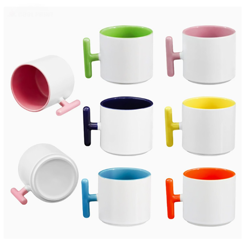 Sublimation Mug White - 2 STKS Creativiteit T-vormige handvat keramische